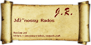 Jánossy Rados névjegykártya